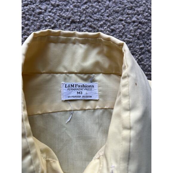 Vtg 70s Mens L&M Fashions Yellow ruffled tuxedo formal wedding dress shirt Sz M - Picture 3 of 7